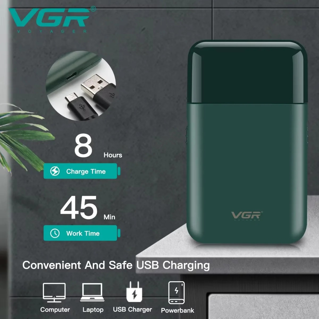 ماكينة حلاقة VGR V390، ماكينة قص لحية احترافية، ماكينات حلاقة قابلة للشحن، ماكينة حلاقة رأس مزدوجة الشفرة، صغيرة وقابلة للحمل، للرجال63203437090945112