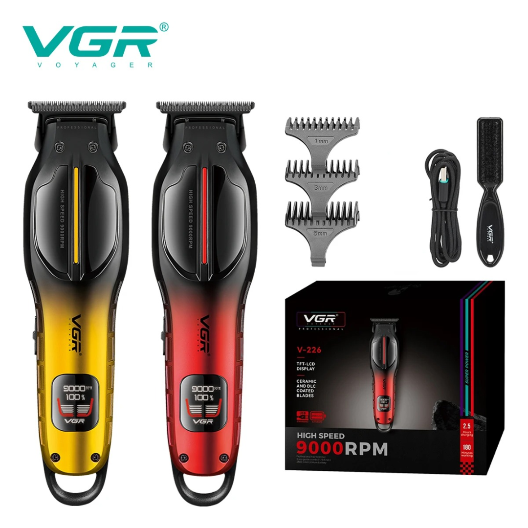 VGR V226 Hair Trimmer Professional Cordless Hair Cutting Machine 9000 RPM Barber Rechargeable Clipper DLC Blade Trimmer for Men 63214237421953110