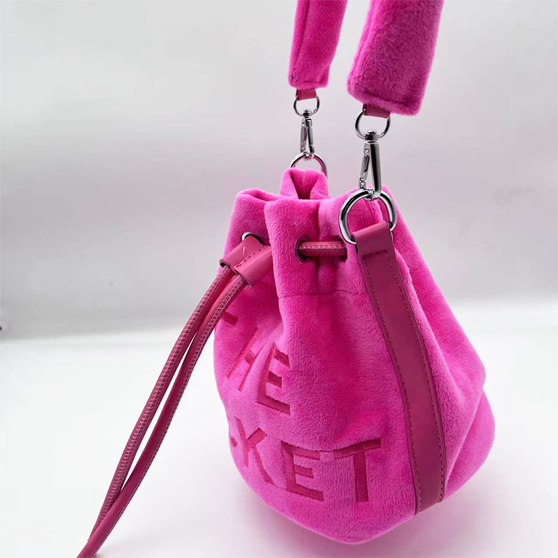 Pink Velvet Bucket Bag | Letter Design, Full of Gentle Atmosphere63260241408386114
