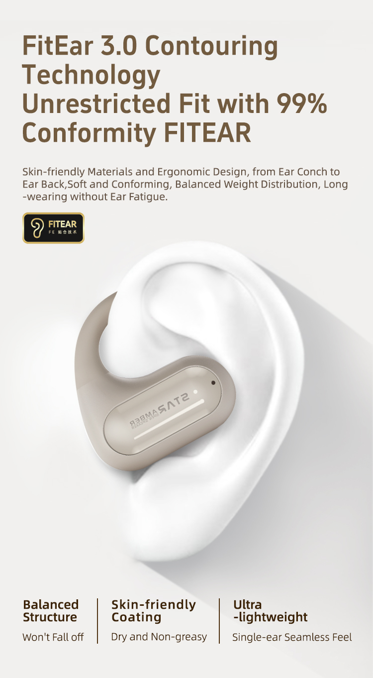 ROSESELSA OpenFree Open Ear Wireless Earbuds LDAC LDHC HiFi Sound Bluetooth 5.4 Earphones 52H Battery LC3 Game Mode 20ms（Gray）63615266642563112