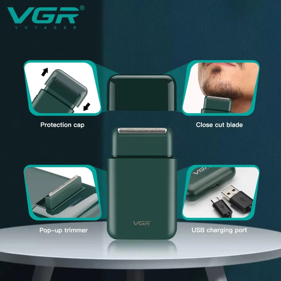VGR V390 Shaver Professional Beard Trimmer Rechargeable Razors Reciprocating Foil Shaver Portable Mini Double Blade Shaver Men 63203437090945111
