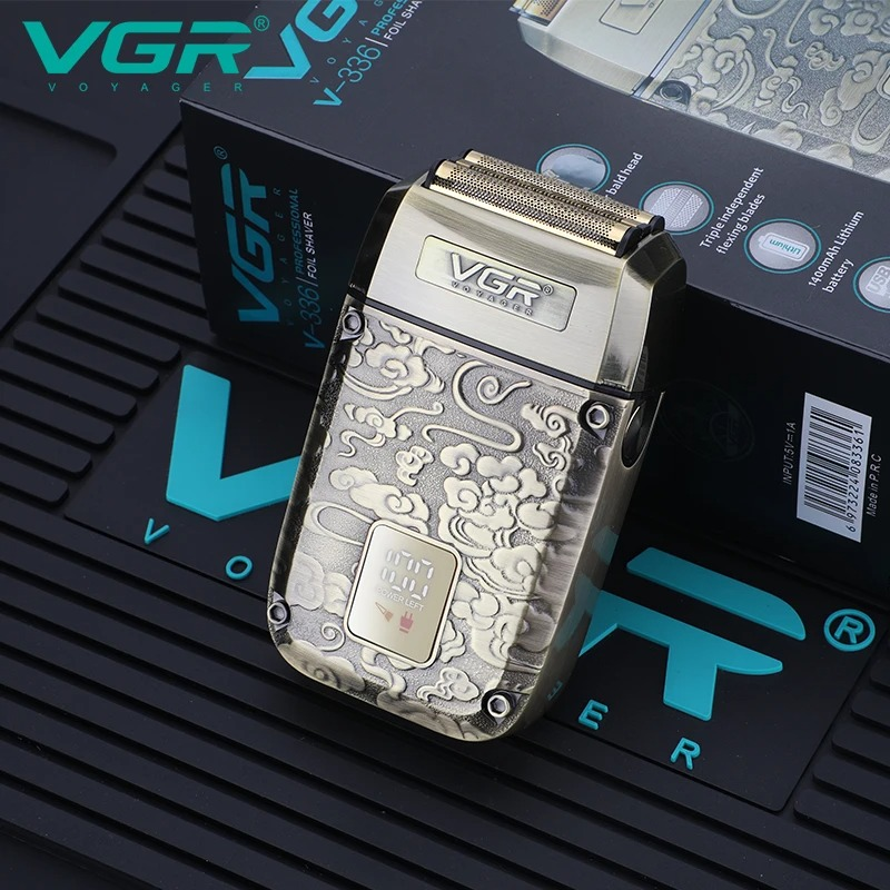 ماكينة حلاقة VGR V336 بروفيشينال، ماكينة حلاقة كهربائية قابلة لإعادة الشحن مع شاشة رقمية، ماكينة تشذيب للذقن بسرعة 8500 لفة في الدقيقة، تُستخدم للرجال، بها منفذ USB63214381403906112